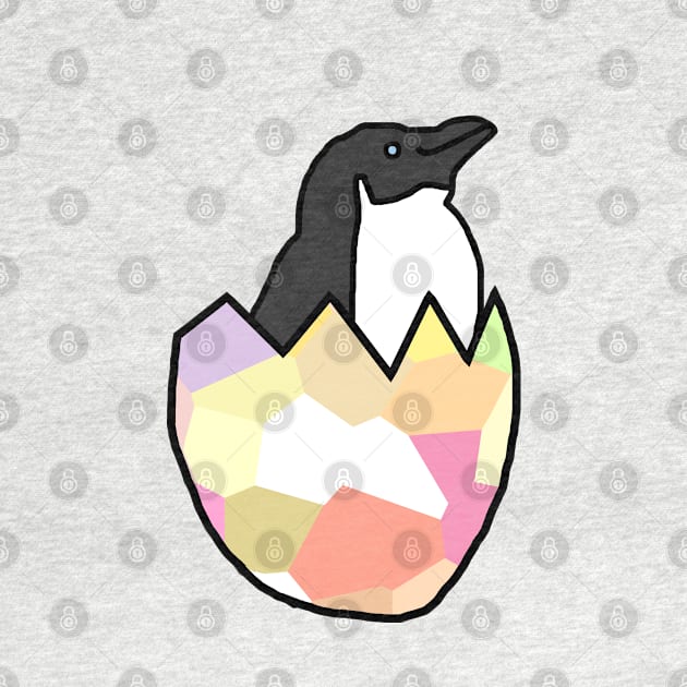 Little Penguin Hatching from Easter Egg by ellenhenryart